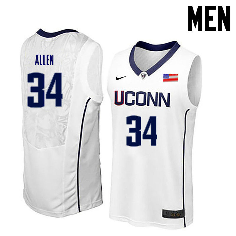 Men Uconn Huskies #34 Ray Allen College Basketball Jerseys-White